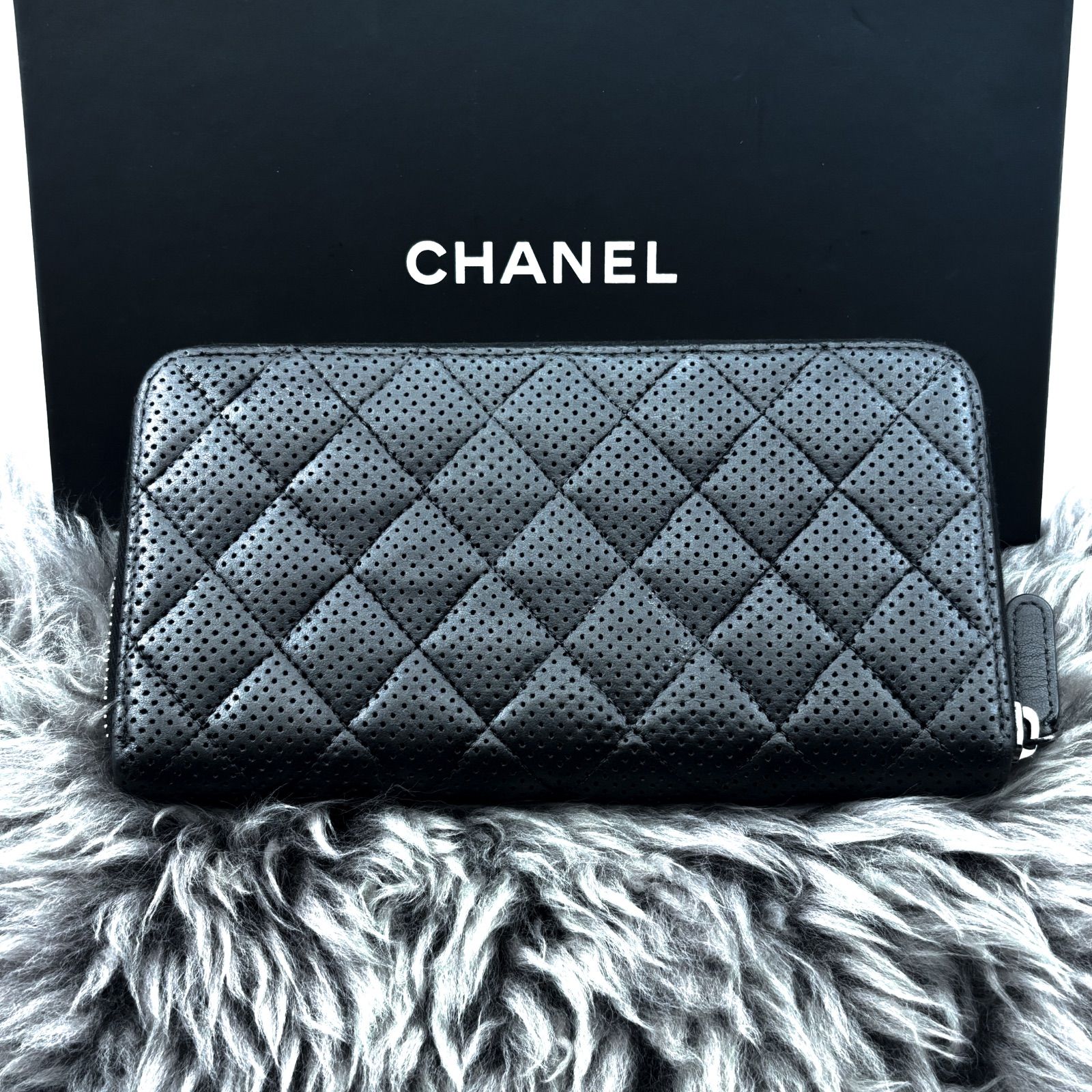 極美品✨】シャネル 長財布 マトラッセ パンチング ラウンドジップ