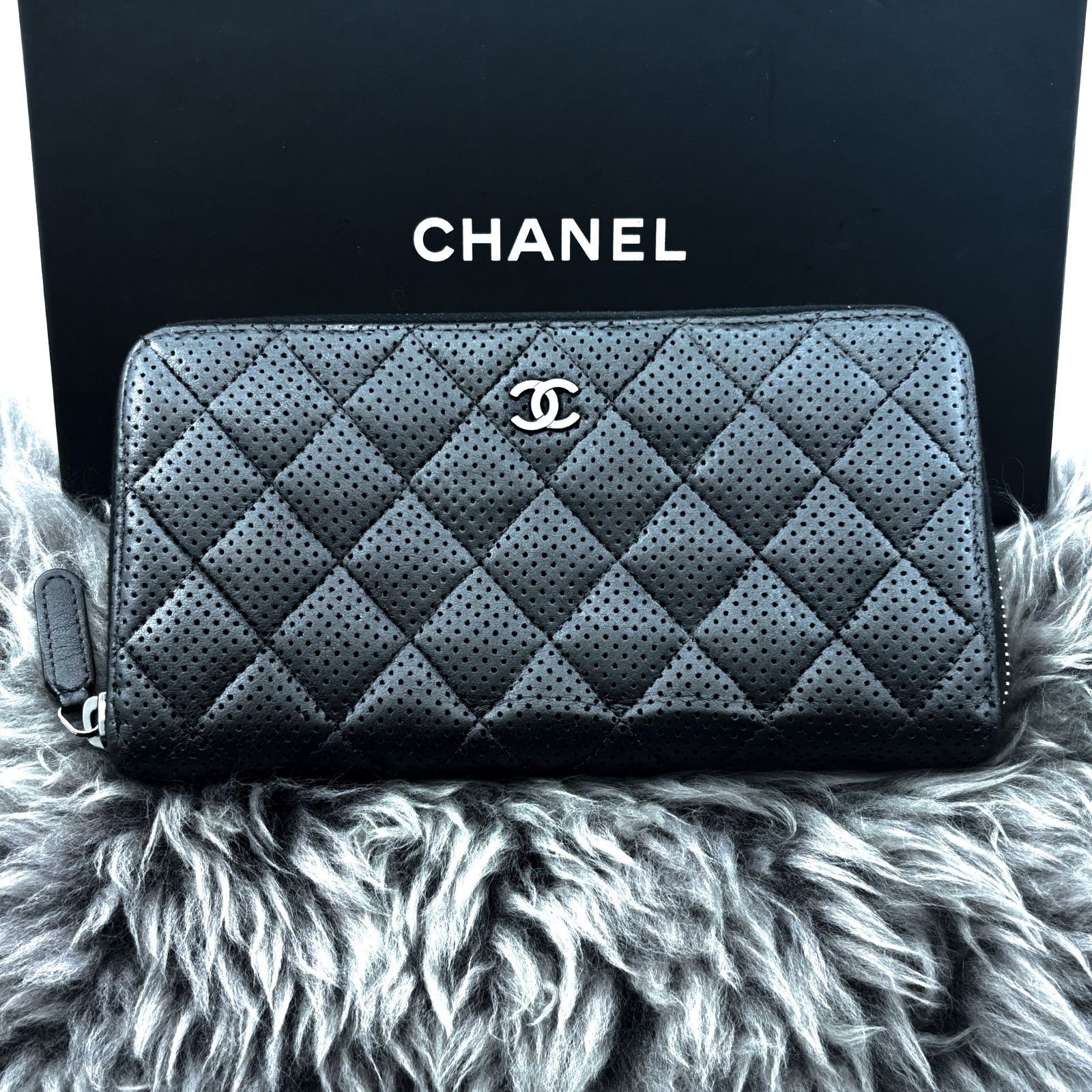 極美品✨】シャネル 長財布 マトラッセ パンチング ラウンドジップ