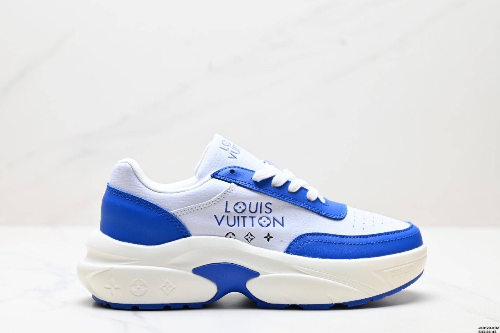 全新 ルイ ヴィトン トレーナー スニーカー ロー カジュアルスポーツシューズ ブルー&ホワイト-WTO輸入1