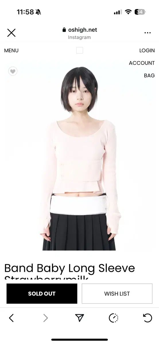 oshigh オスハイ Band Baby Long Sleeve Strawb