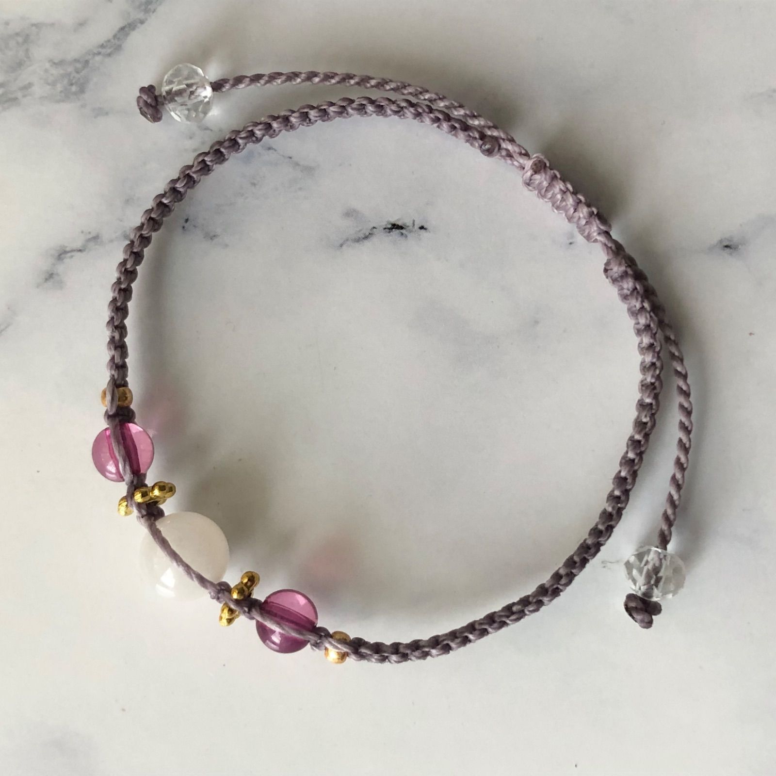 449 ローズクォーツ 天然石 アクリルビーズ ブレスレット ハンドメイド