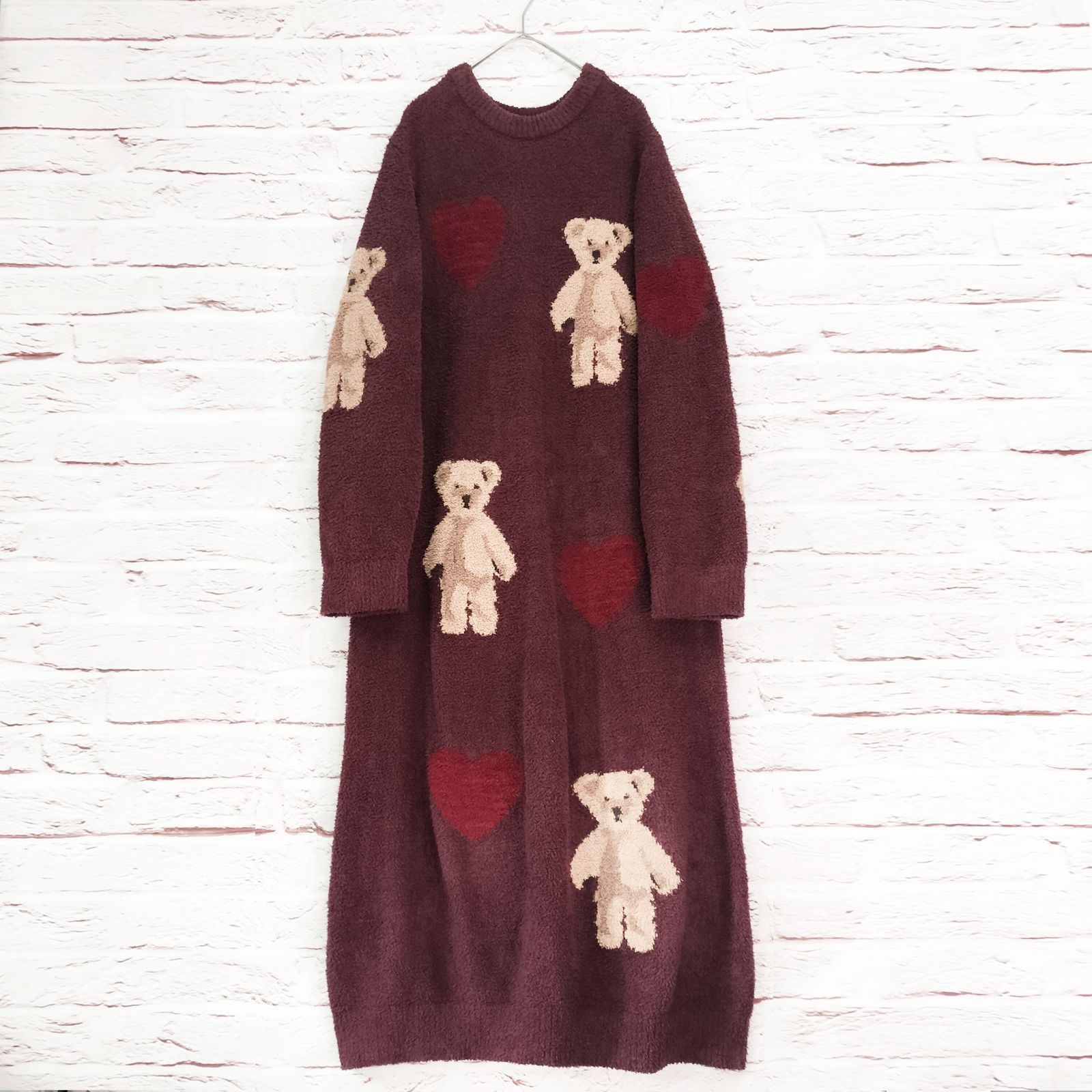 品 GELATO PIQUE ベア ハート ジャガード ロングワンピース