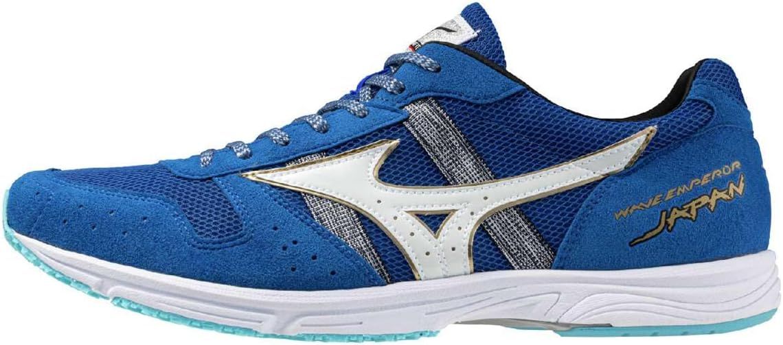 ミズノ ランニングシューズ ウエーブエンペラー ジャパン 4 部活 軽量 クッション性 陸上 トラック800m ランニング マラソン トラック 薄底 ブルー×ホワイト 2E