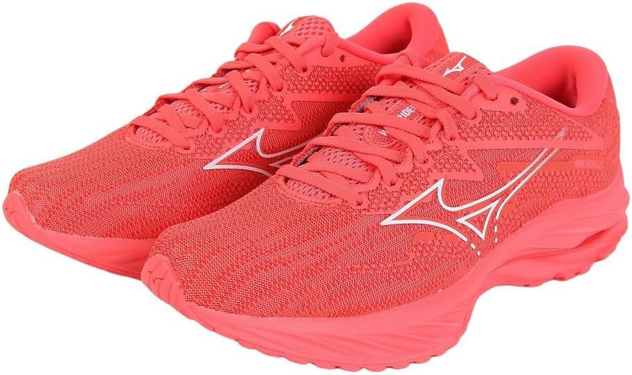 ミズノ ランニングシューズ ウエーブライダー 27 ジョギング マラソン トレーニング スポーツ 軽量 反発 厚底 メンズ レッド×ホワイト 2E