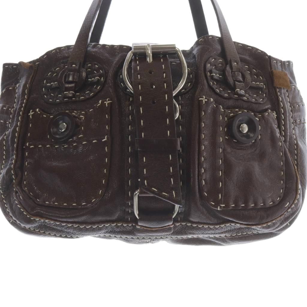 ジャマンピュエッシュ JAMIN PUECH レザー ハンドバッグ 茶色 ブラウン