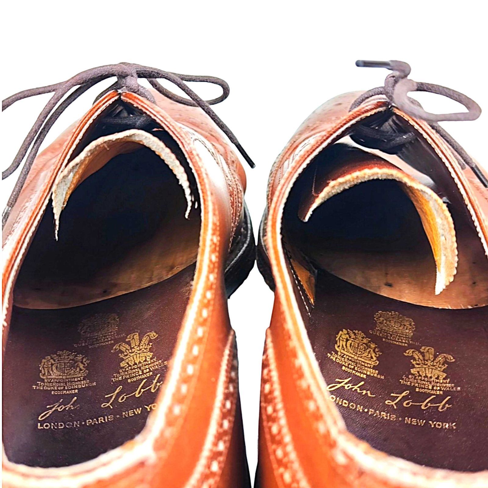  定価170万円超 上品 ジョンロブ ロンドン ビスポーク 上フルブローグダービー ブラウン サイズ9 EEE相当 ドレス ビジネスシューズ ブーツ 革靴