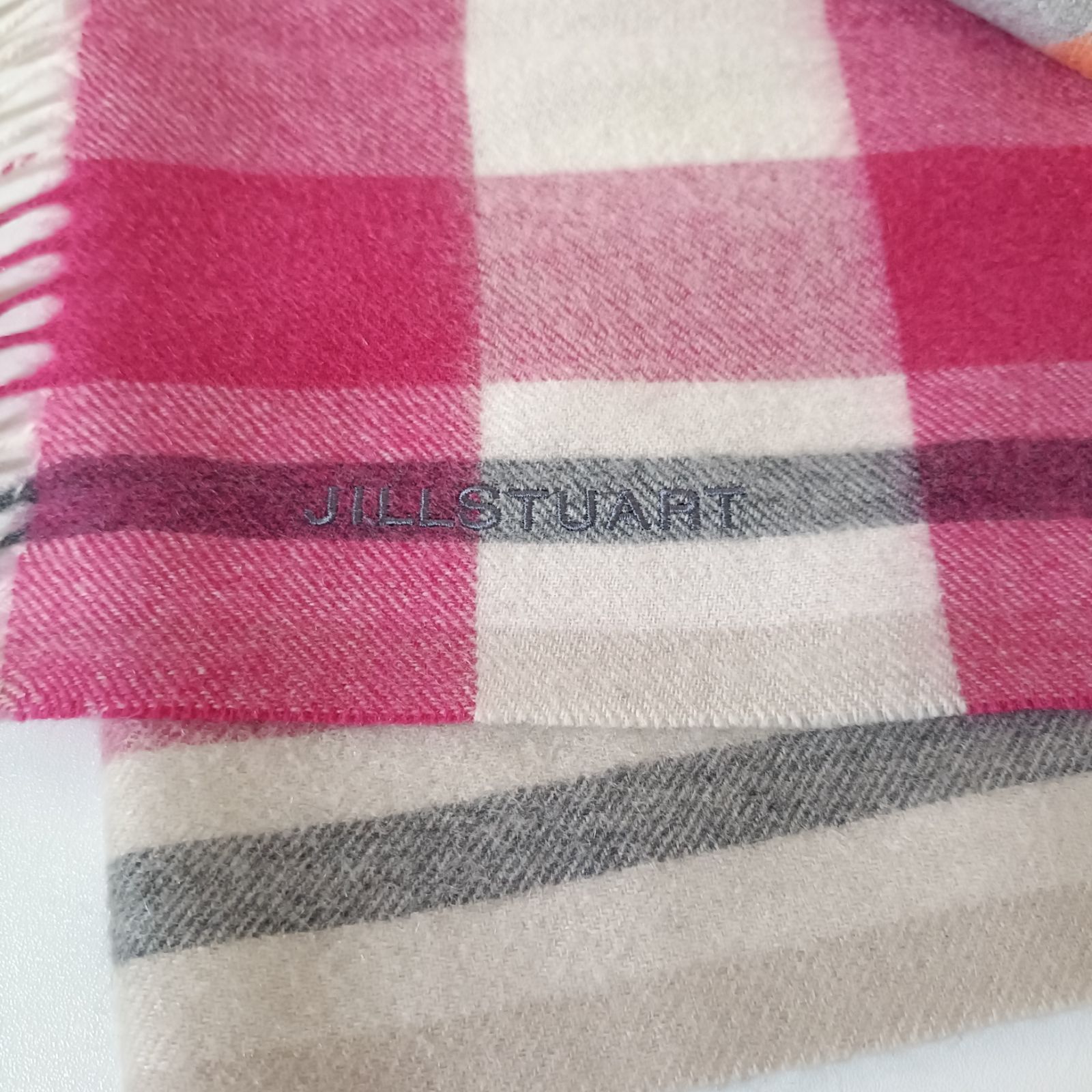 カシミヤ チェック柄マフラー