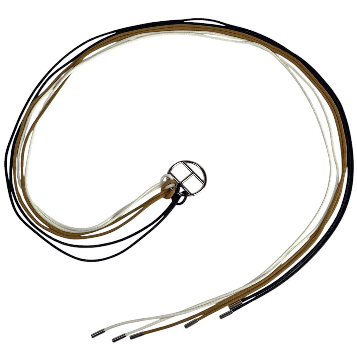 エルメス HERMES Hロゴ サッシュベルト 紐 Hモチーフ ベルト メタル シルバー ブラウン ブラック レディース