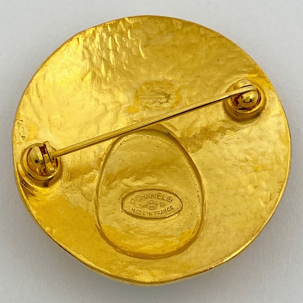 シャネル CHANEL ココマーク ストーン ブローチ ラウンド グリポア GP ゴールド レディース