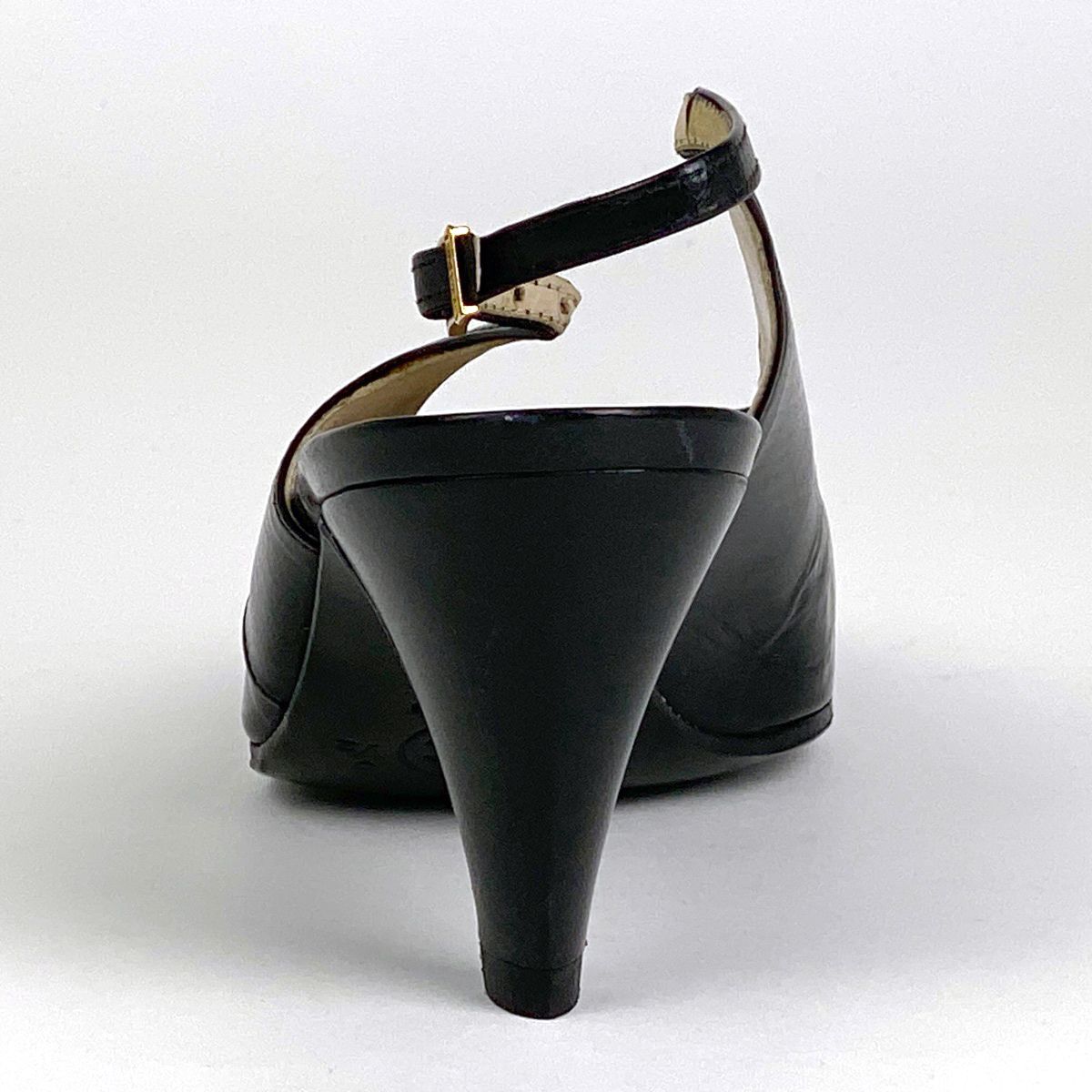 シャネル CHANEL デザイン パンプス バッグストラップ 靴 レザー ブラック レディース