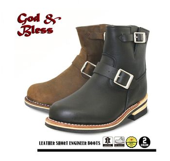 本革 グッドイヤーウェルト製法 オール本革素材 ショートエンジニアブーツ GB 9808 28.5cmから30cm God-Bless