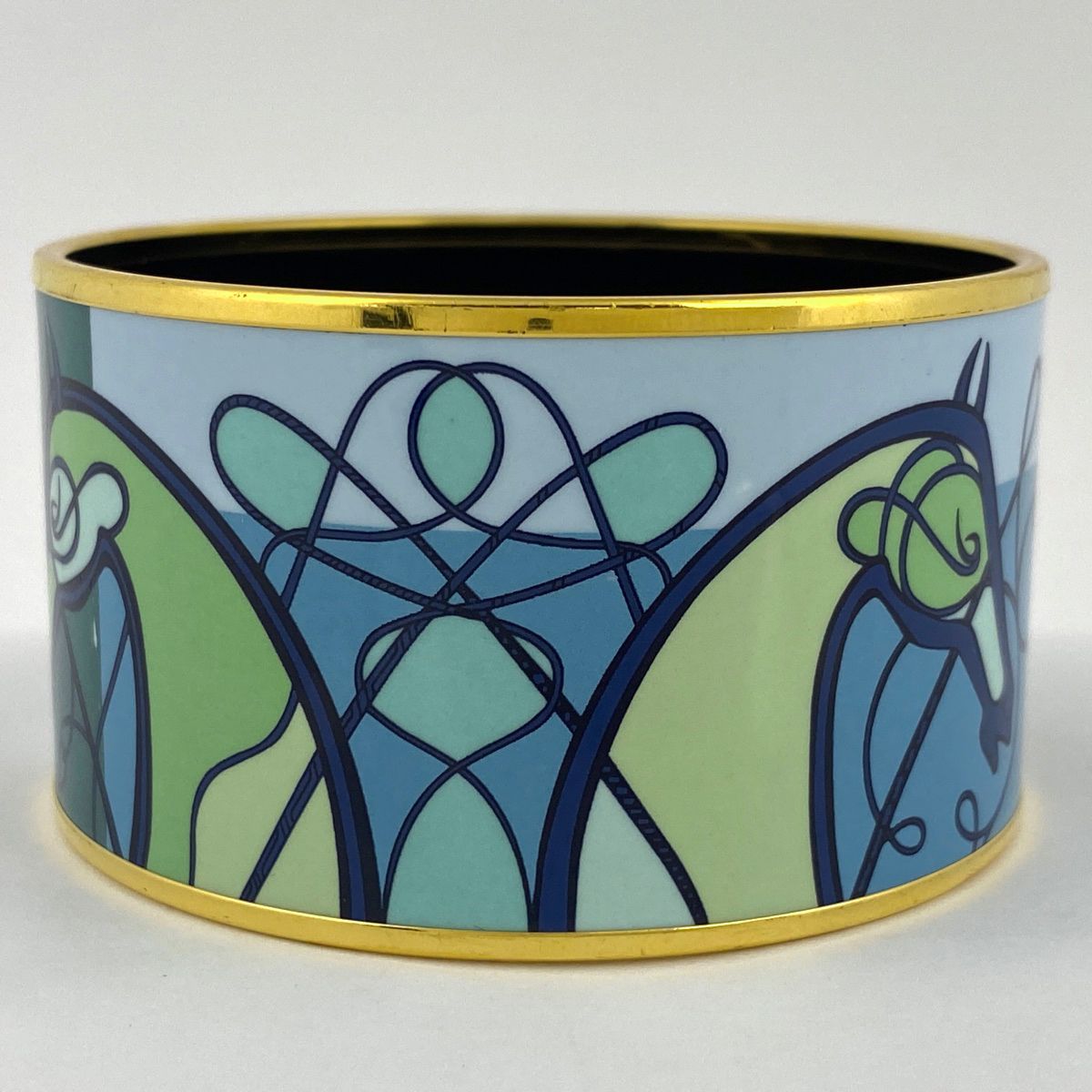 エルメス HERMES エマイユ TGM 腕輪 七宝焼き バングル GP ゴールド ブルー グリーン レディース