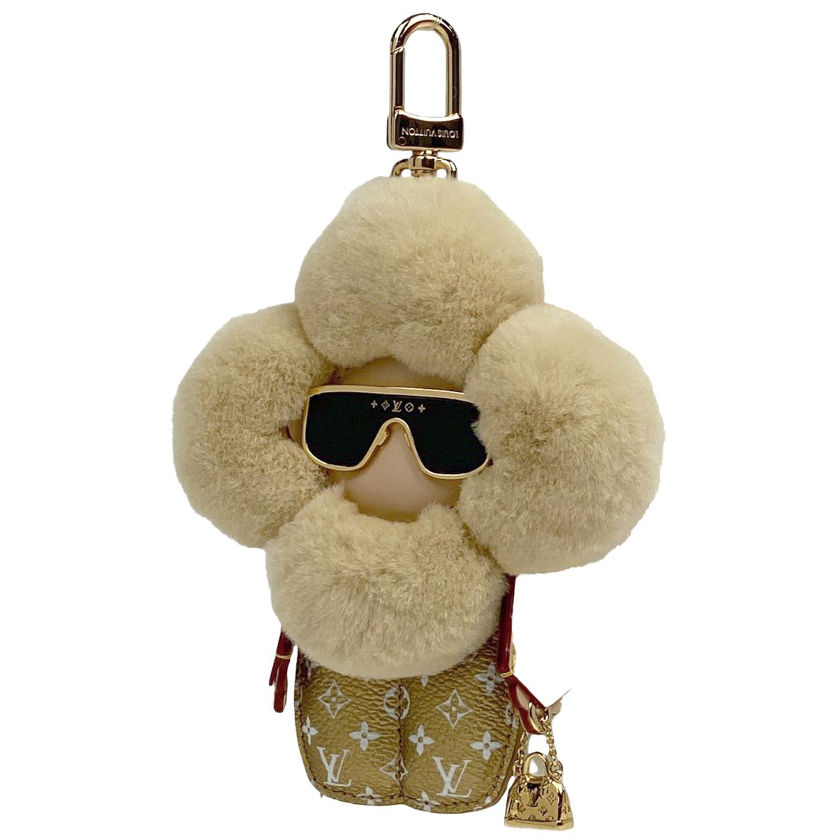 ルイ ヴィトン Louis Vuitton ヴィヴィエンヌ ファッショニスタ モノグラム フラワー バッグチャーム レザー ミンク ゴールド ベージュ M01739 レディース