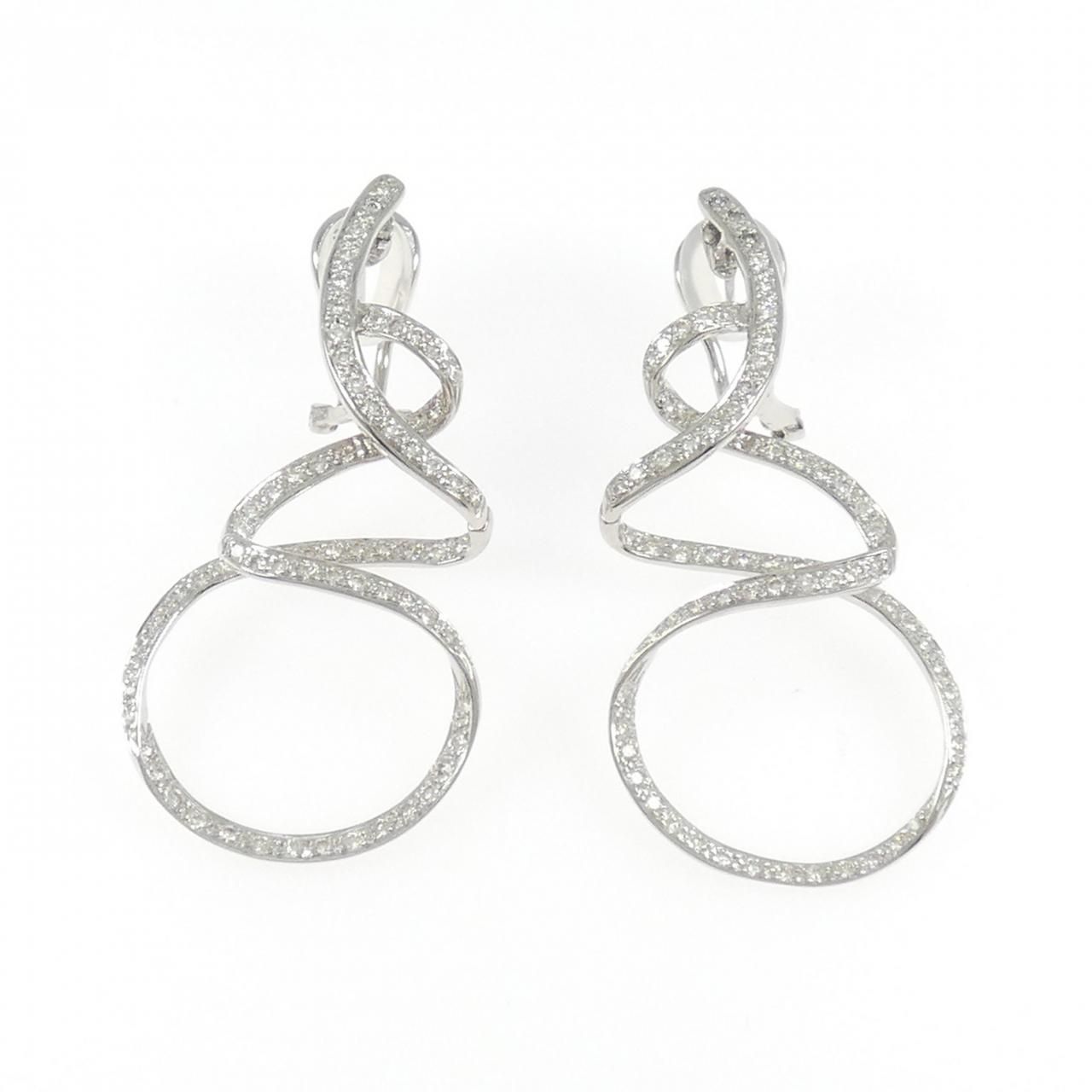 K18WG ダイヤモンド ピアス 1.37CT