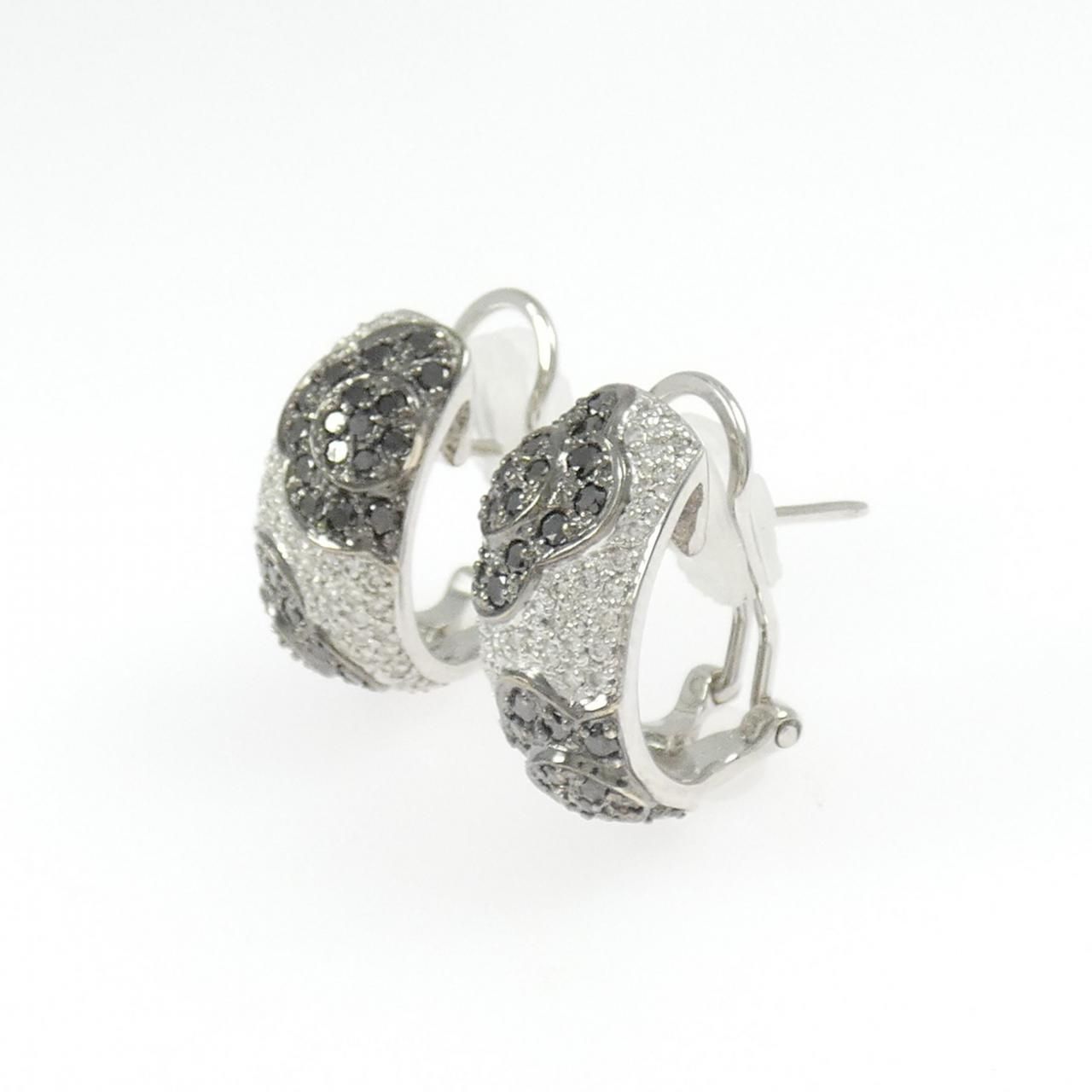 K 18 WG フラワー ダイヤモンド ピアス イヤリング 1.28 CT