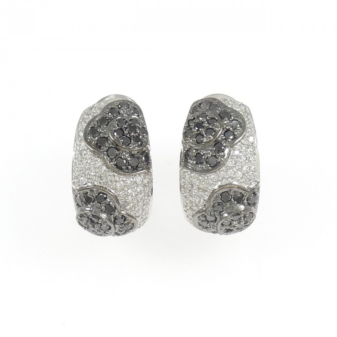 K18WG フラワー ダイヤモンド ピアス イヤリング 1.28CT