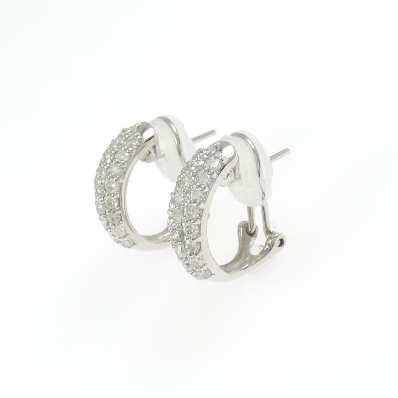 K 18 WG パヴェ ダイヤモンド ピアス イヤリング 1.00 CT