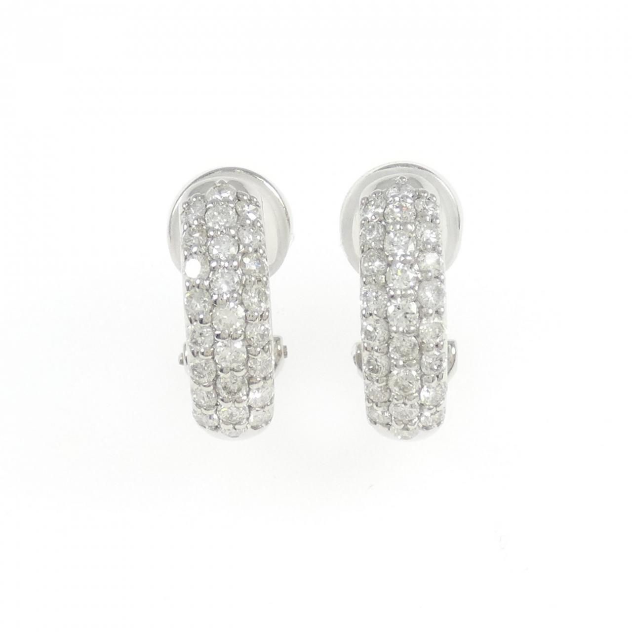 K18WG パヴェ ダイヤモンド ピアス イヤリング 1.00CT