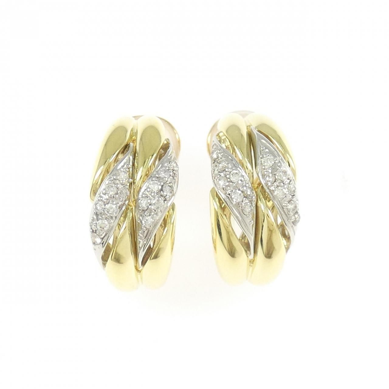 K18YG PT900 ダイヤモンド ピアス イヤリング 0.22CT