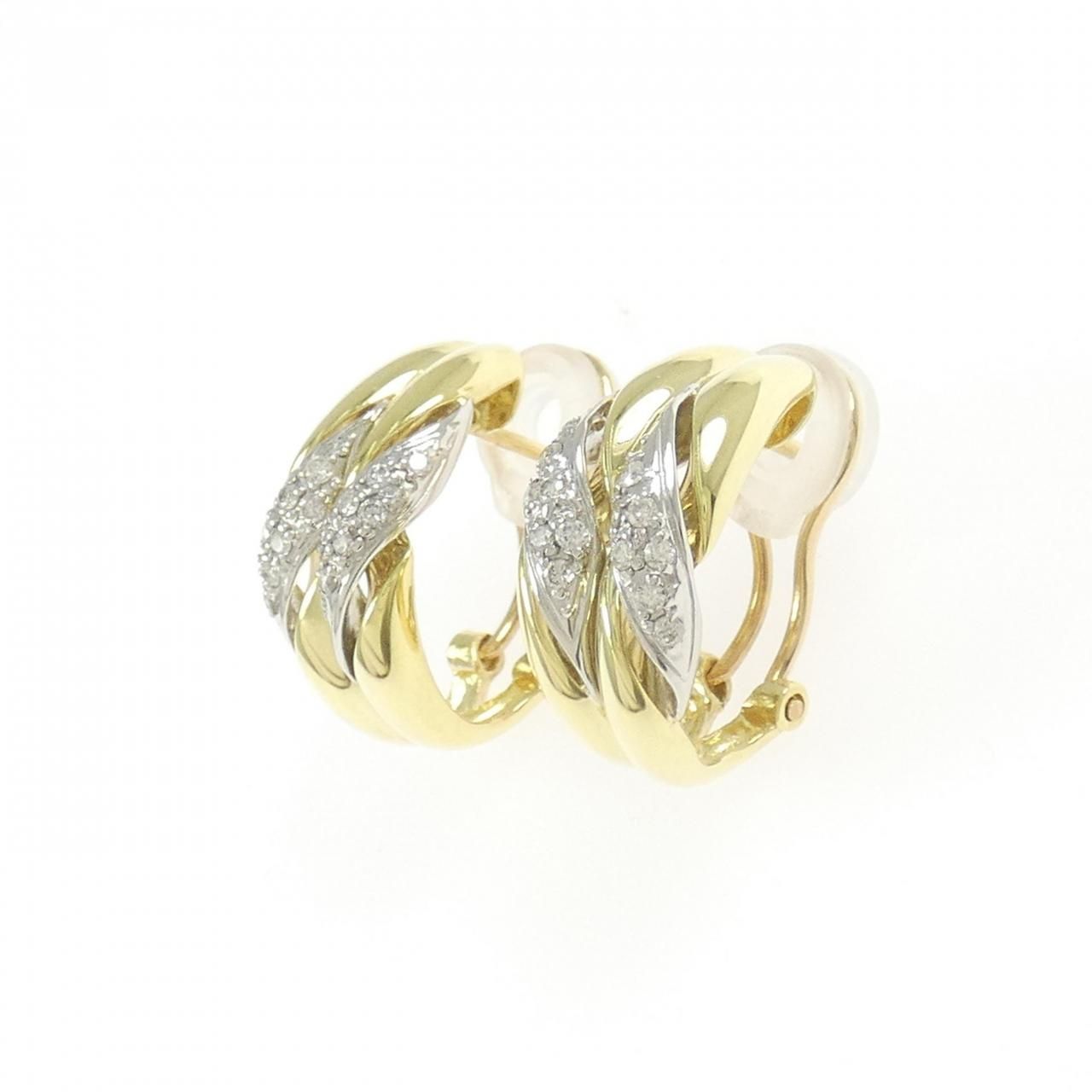 K 18 YG PT 900 ダイヤモンド ピアス イヤリング 0.22 CT