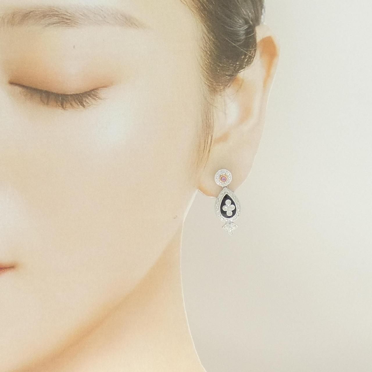  K 18 WG PG ストーン ピアス イヤリング アクセサリー