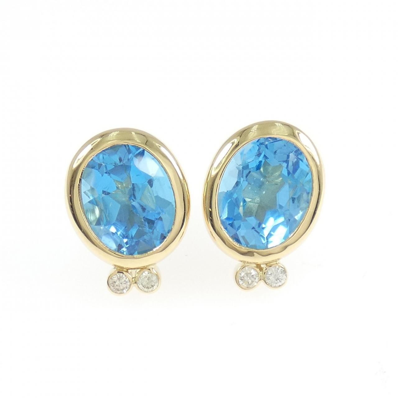 K18YG ブルートパーズ ピアス 6.93CT