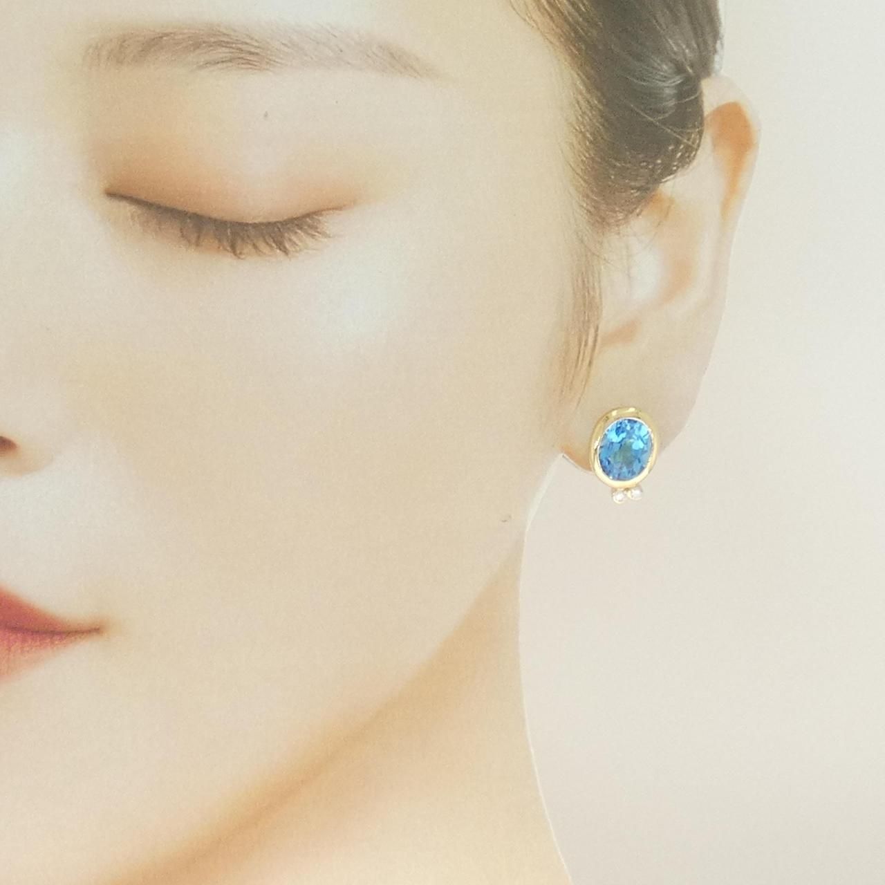  K 18 YG ブルートパーズ ピアス 6.93 CT イヤリング アクセサリー