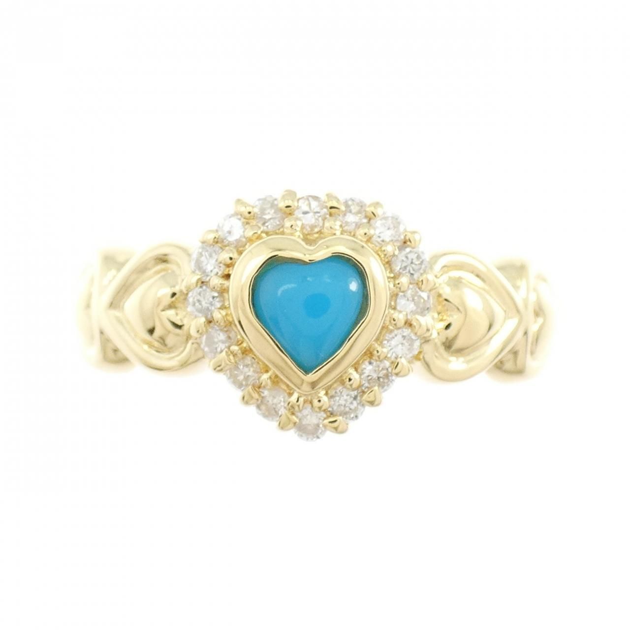 K 18 YG ハート ターコイズ リング