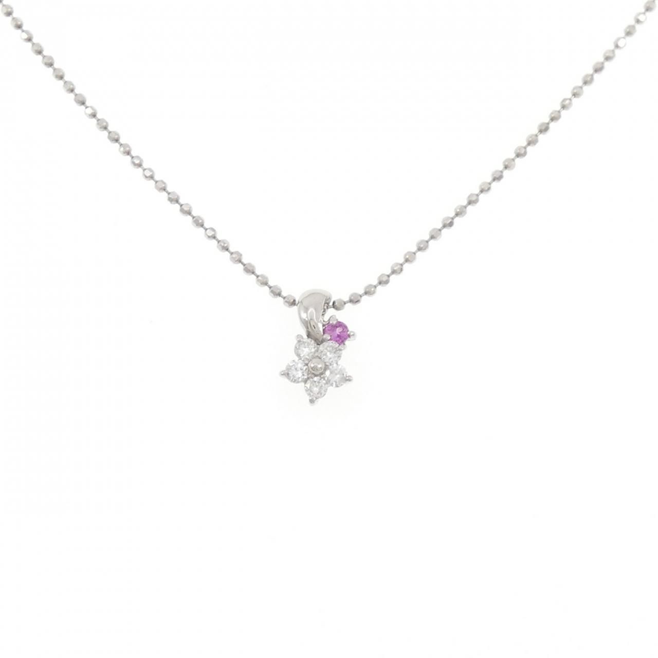 PT900 PT850 フラワー サファイヤ ネックレス