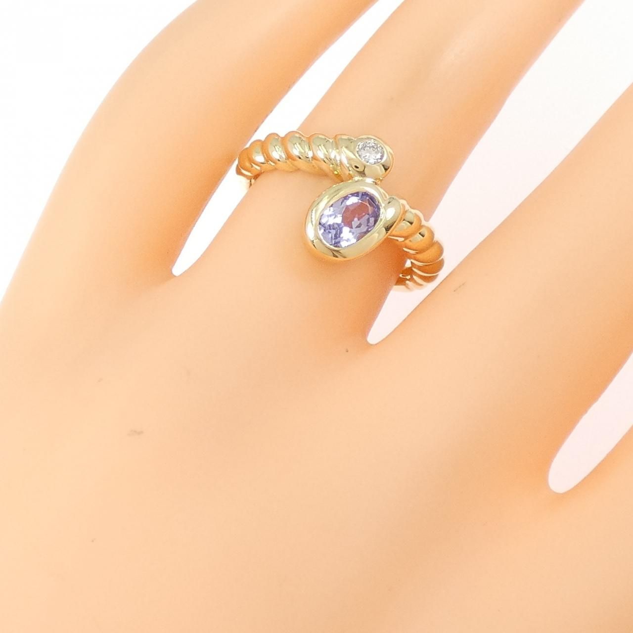 K 18 YG タンザナイト リング 0.47 CT リング 指輪 アクセサリー