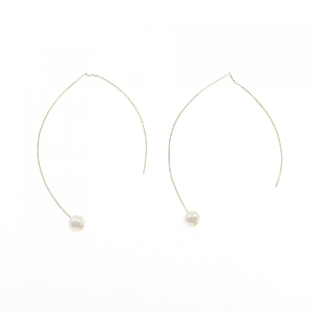 アガット 淡水パール ピアス 6.3 mm