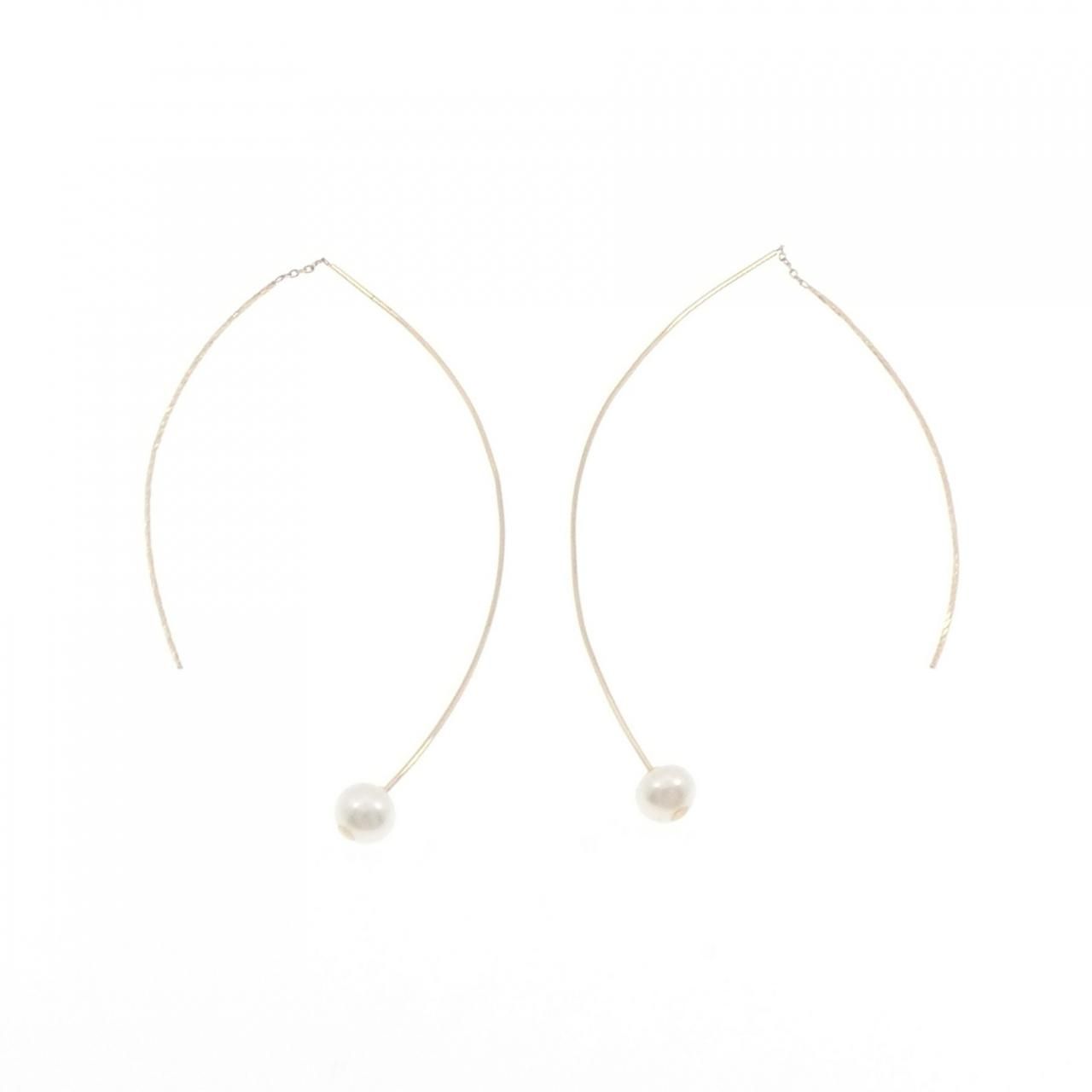 アガット 淡水パール ピアス 6.3mm