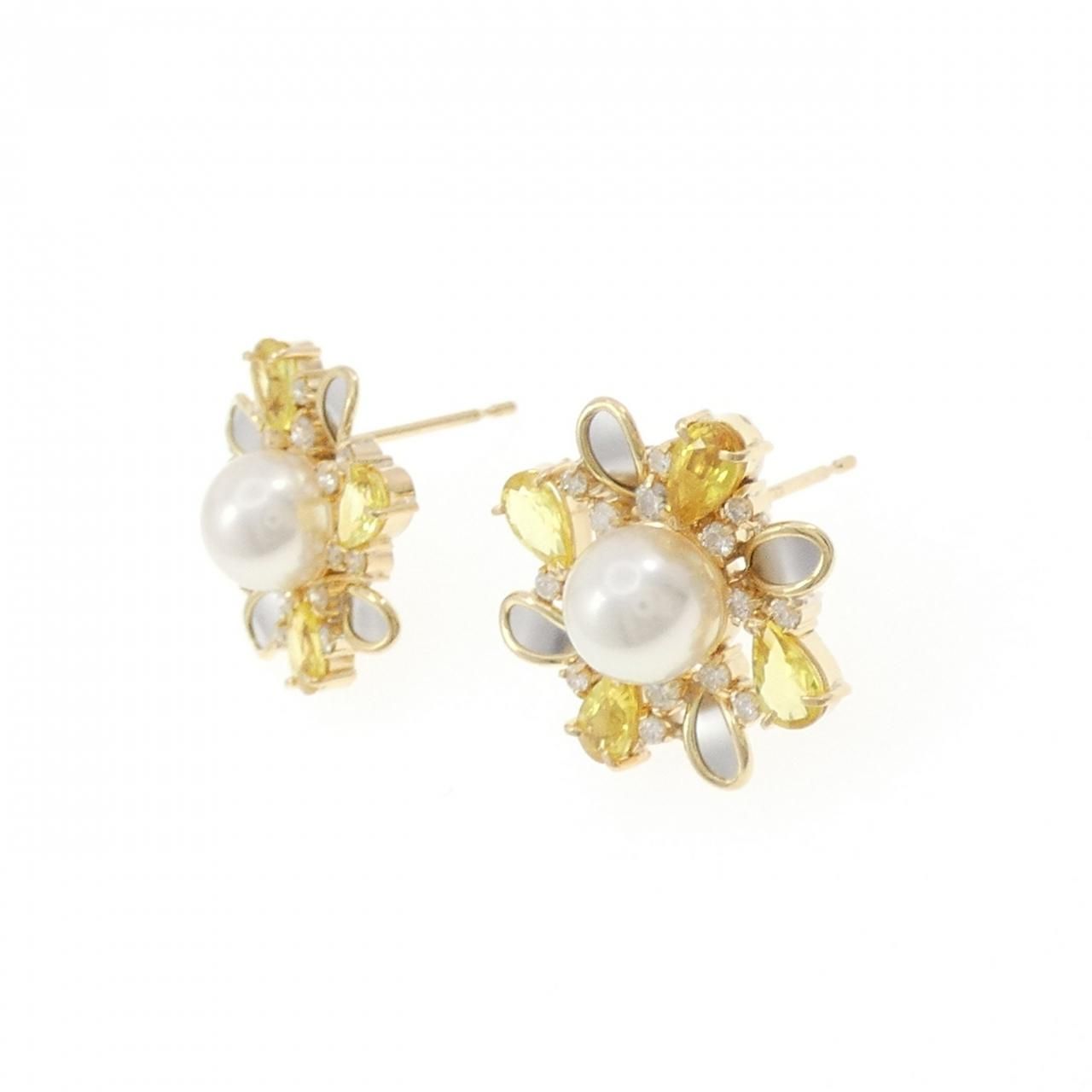 K 18 YG PT 850 ストーン ピアス