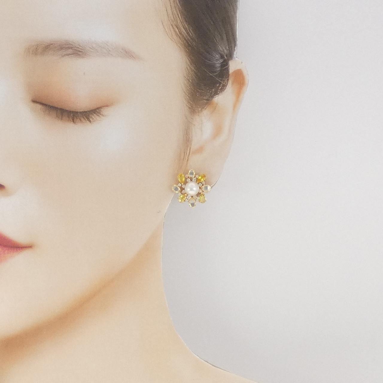  K 18 YG PT 850 ストーン ピアス イヤリング アクセサリー