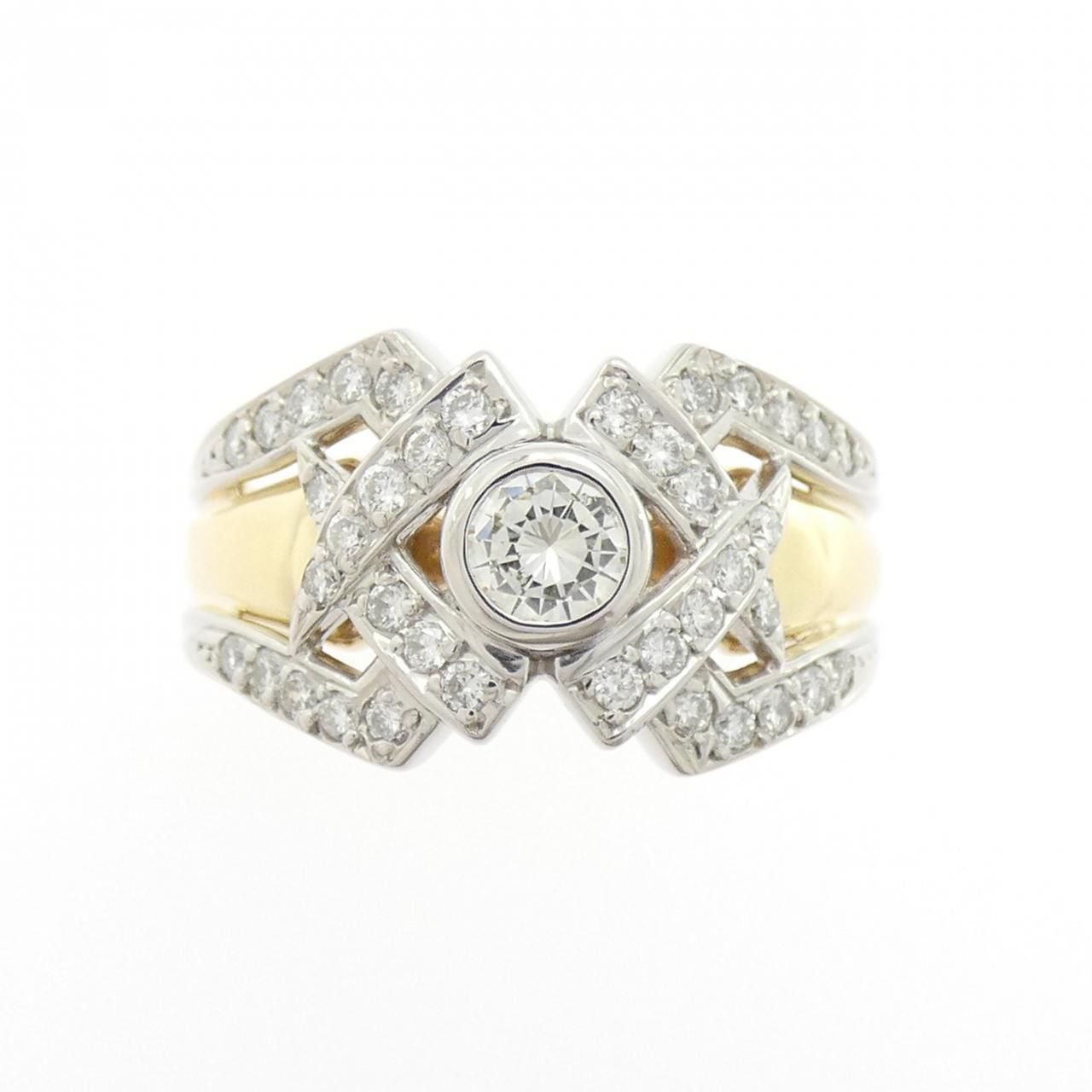 K 18 YG PT 900 ダイヤモンド リング 0.70 CT