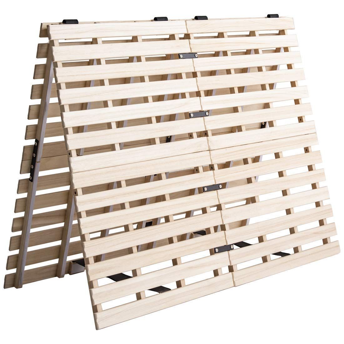 セミダブル 折りたたみ天然桐 ベッド 折りたたみ 二つ折りタイプ リブ加工 すのこ セミダブルベッド タンスのゲン 01 AM 71248