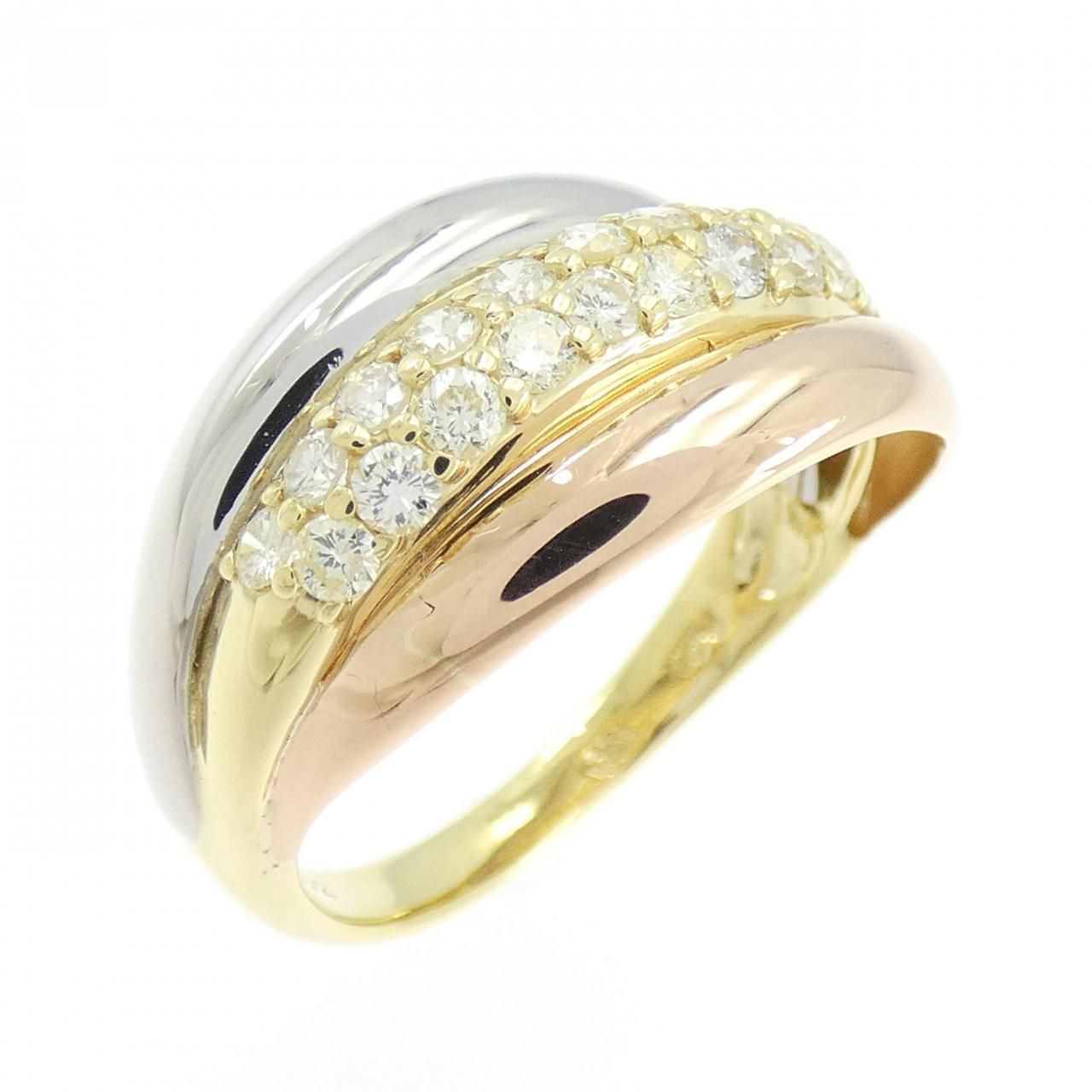 K18YG PT900 K18PG ダイヤモンド リング 0.52CT