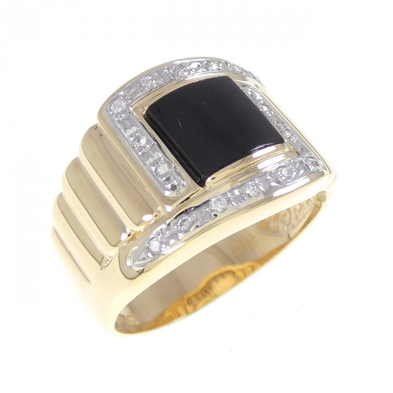 K18YG PT900 オニキス リング