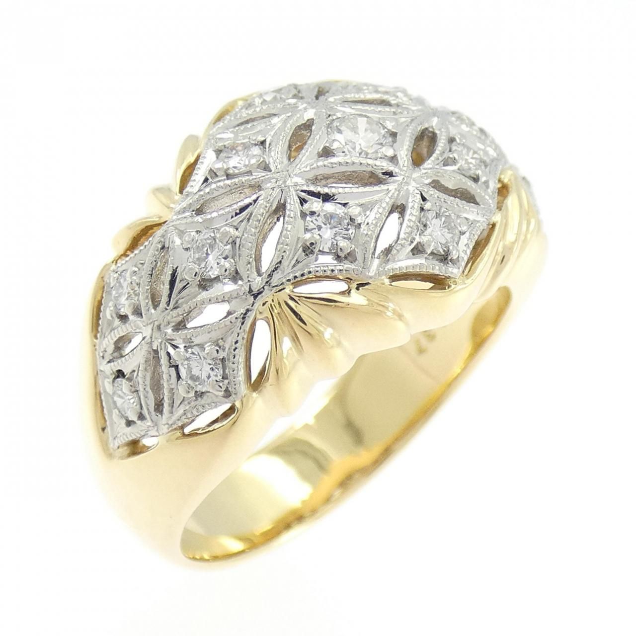 K18YG PT900 ダイヤモンド リング 0.37CT