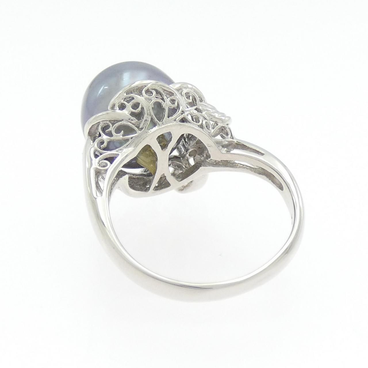  PT 900 黒蝶パール リング 10.5 mm リング 指輪 アクセサリー