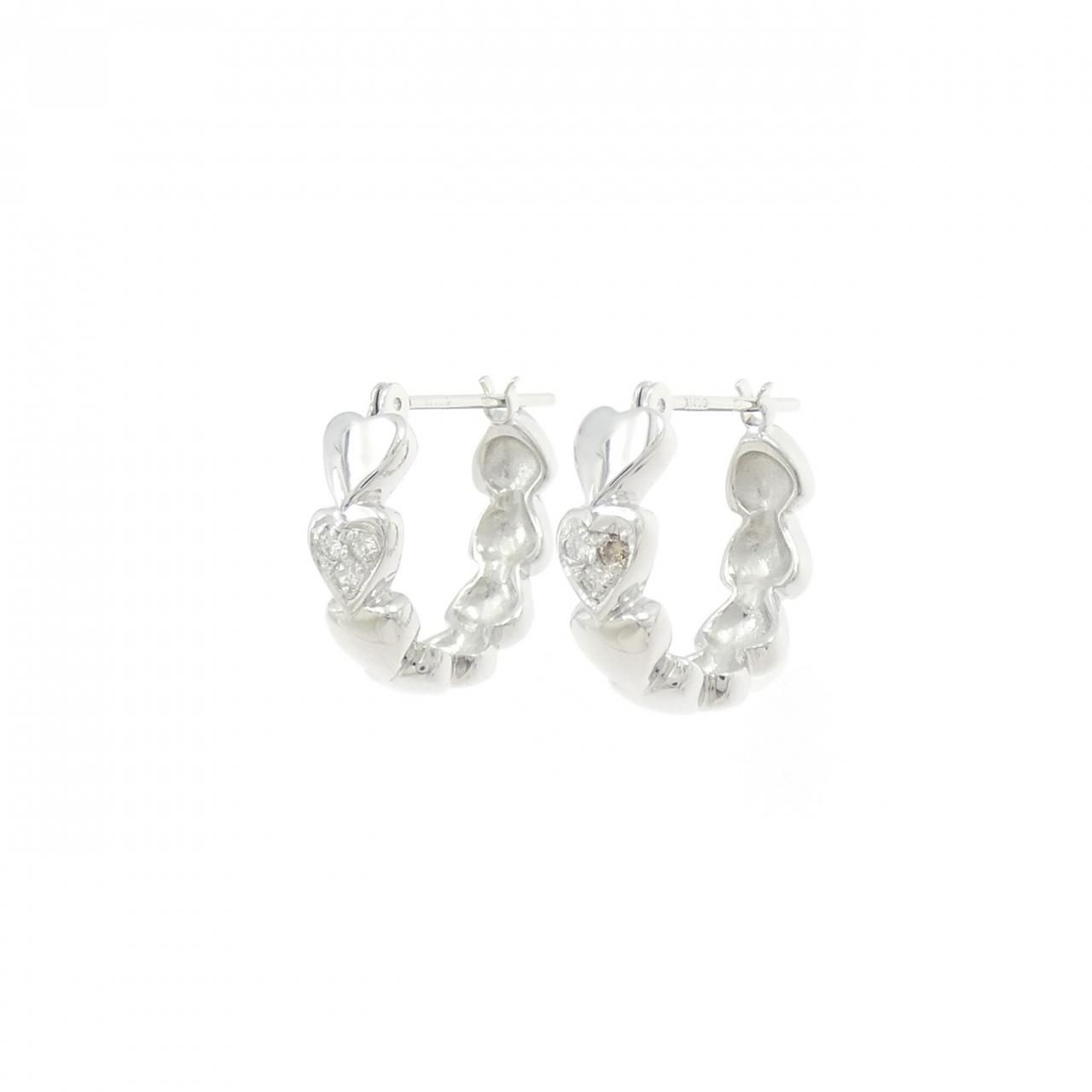 K 14 WG ハート ダイヤモンド ピアス 0.06 CT