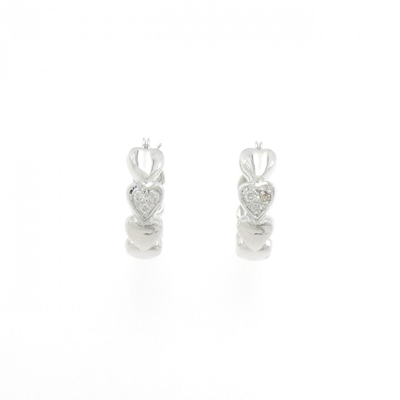 K 14 WG ハート ダイヤモンド ピアス 0 06 CT