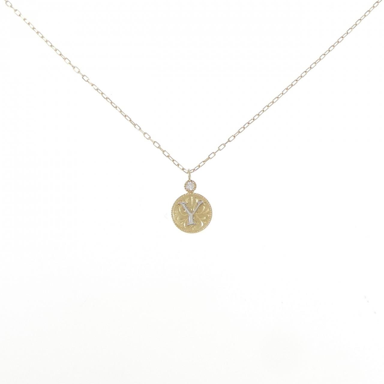 アガット イニシャル ネックレス 0.01CT