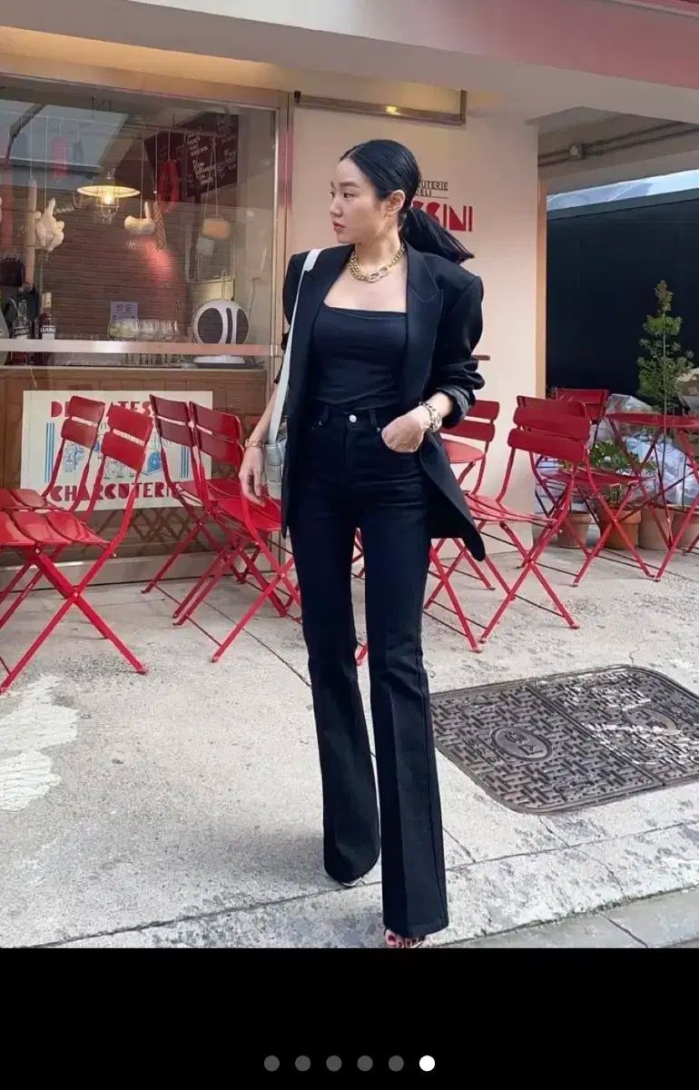 マッドモアモン ブラックデニム ブーツカット デニム パンツ S