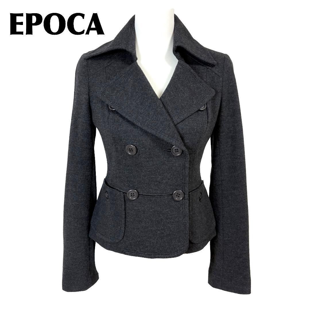 レディース 【美品】 EPOCA ウールジャケット 羊毛 40 ダークグレー