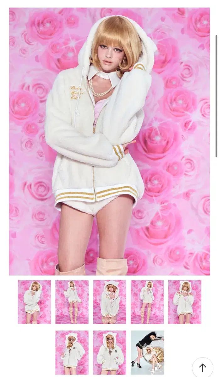 ベイビーメタルクラブ キティ フードジップアップ アイボリー