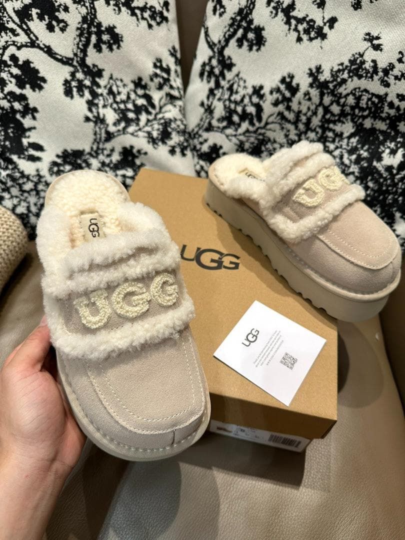 22 cm-26 cm UGG ムートンブーツ 3ｃｍ厚底スリッパ seed 厚底 サボサンダル