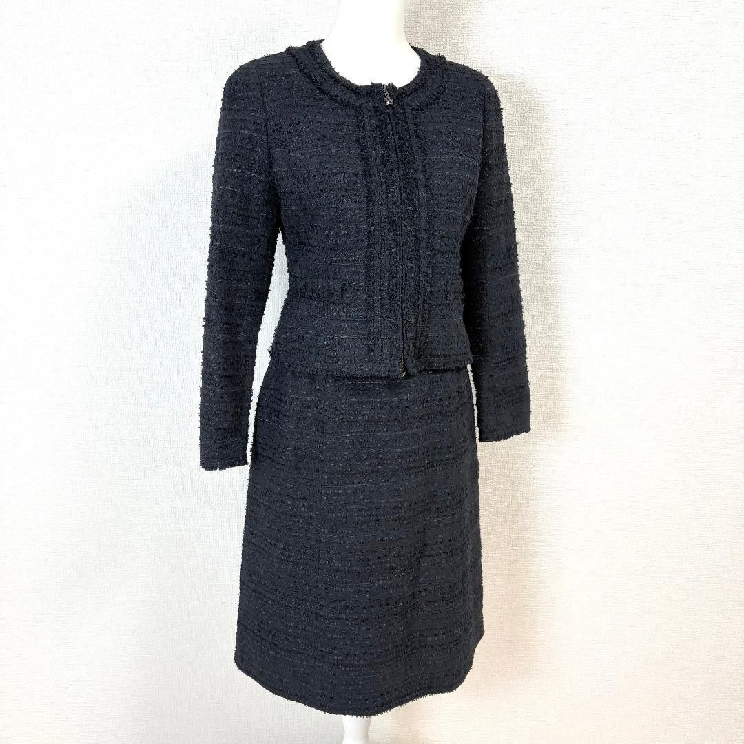 Rene スカートセットアップ 36 ダークネイビー ツイード