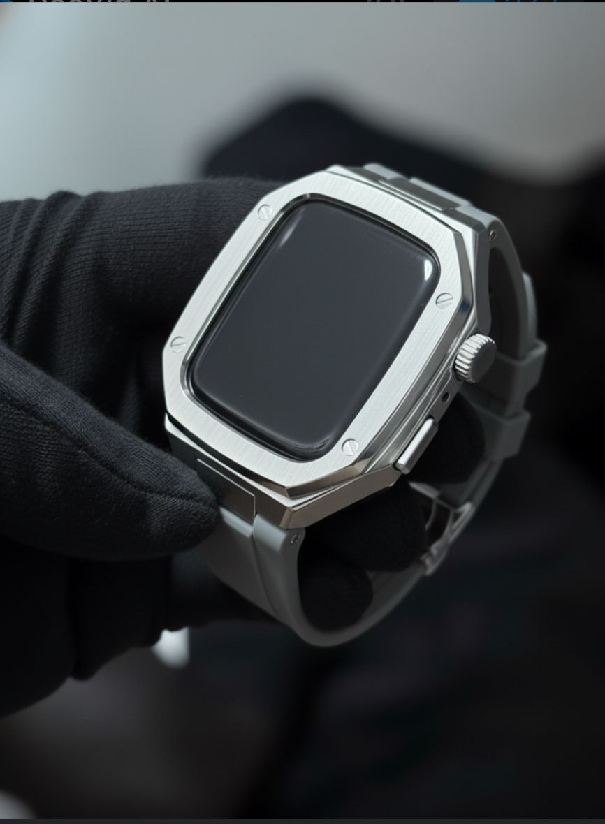 工具不要　最新　46mm 45mm 44mm アップルウォッチ　カスタム　カバー　ケース　メタル　ラバーバンド　ベルト　スクリューレス　351