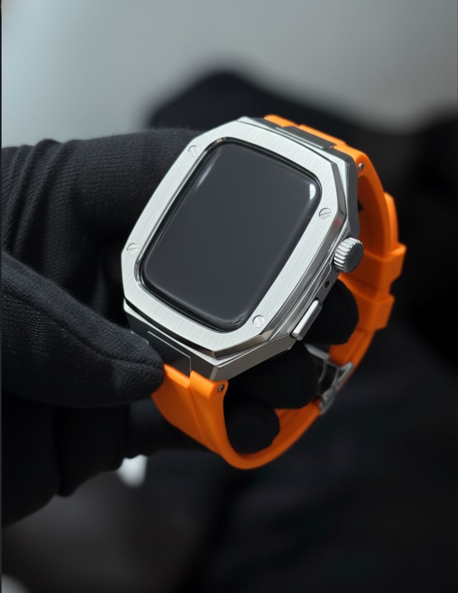 工具不要　最新　46mm 45mm 44mm アップルウォッチ　カスタム　カバー　ケース　メタル　ラバーバンド　ベルト　スクリューレス　349